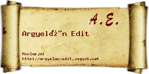 Argyelán Edit névjegykártya